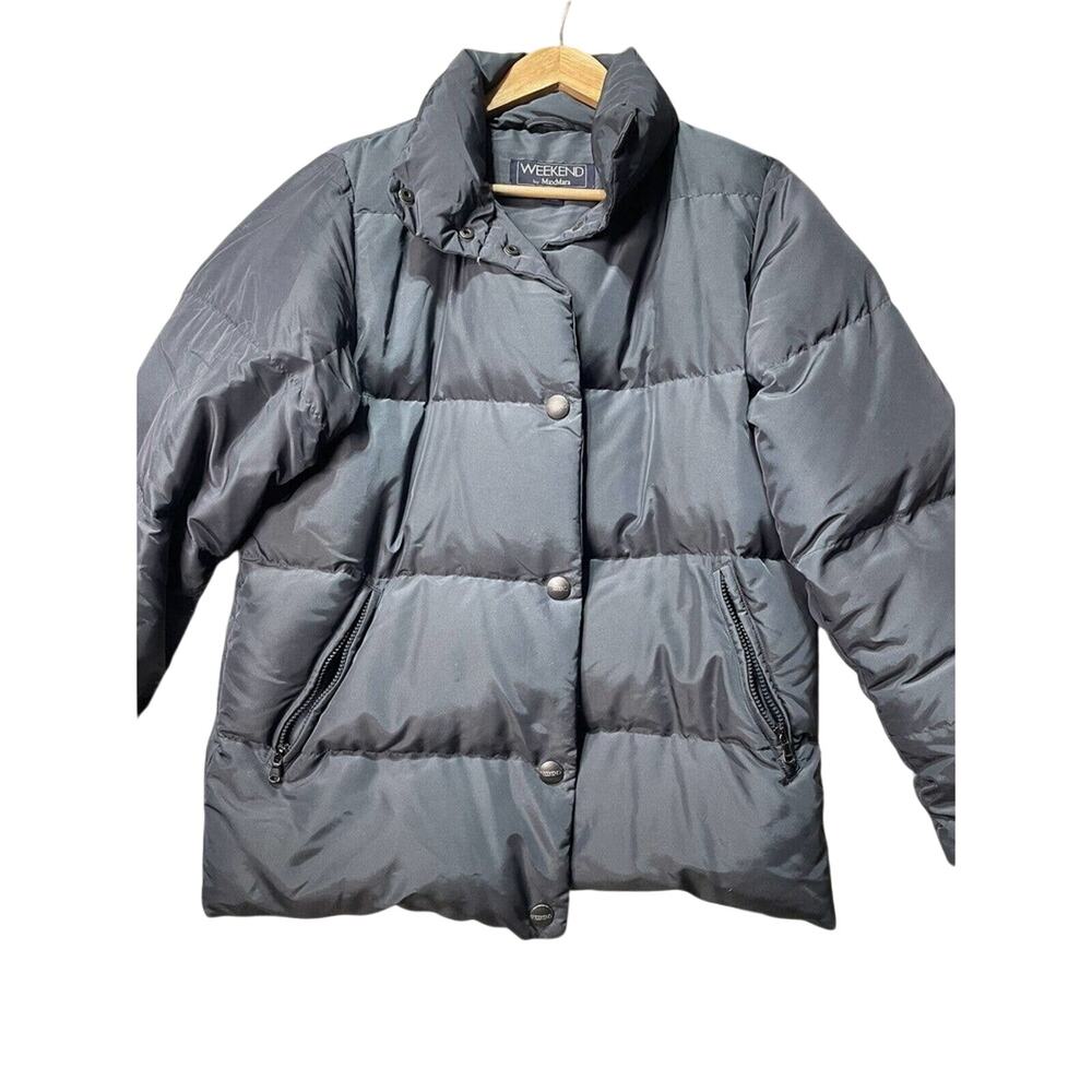 Weekend by Max Mara Goose Down Puffer Jacket Coat Snap Button Charcoal Mens L